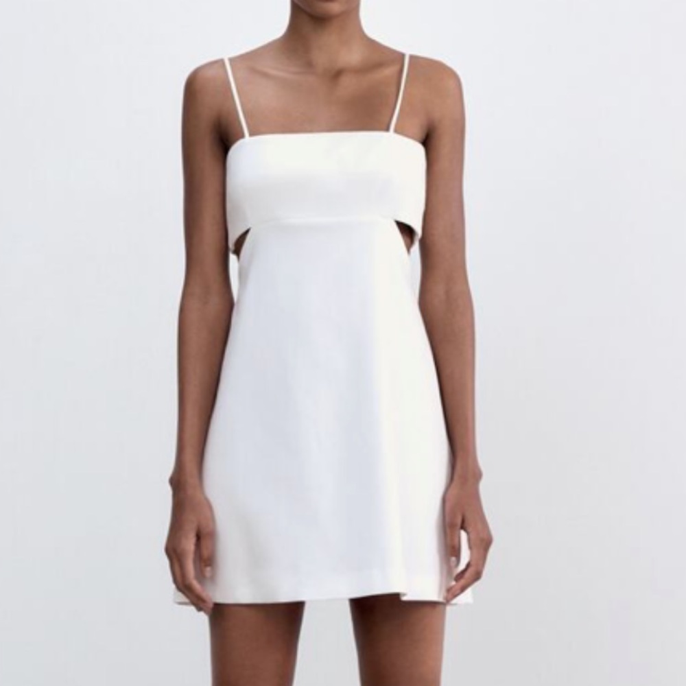 NWT Zara White DressWith With Cut Outs Small